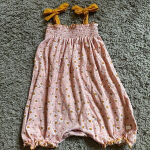 Floral Pink Kids Romper with Yellow Accents
